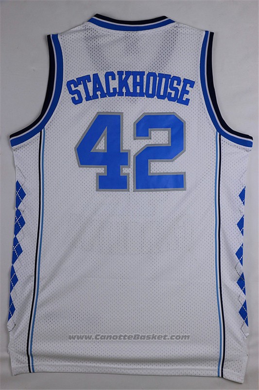 Maglia NCAA North Carolina Tar Heels Jerry Stackhouse #42 Bianco